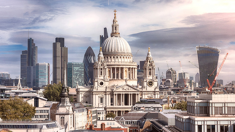 City skyline with St Paul's Cathedral Dome in the middle