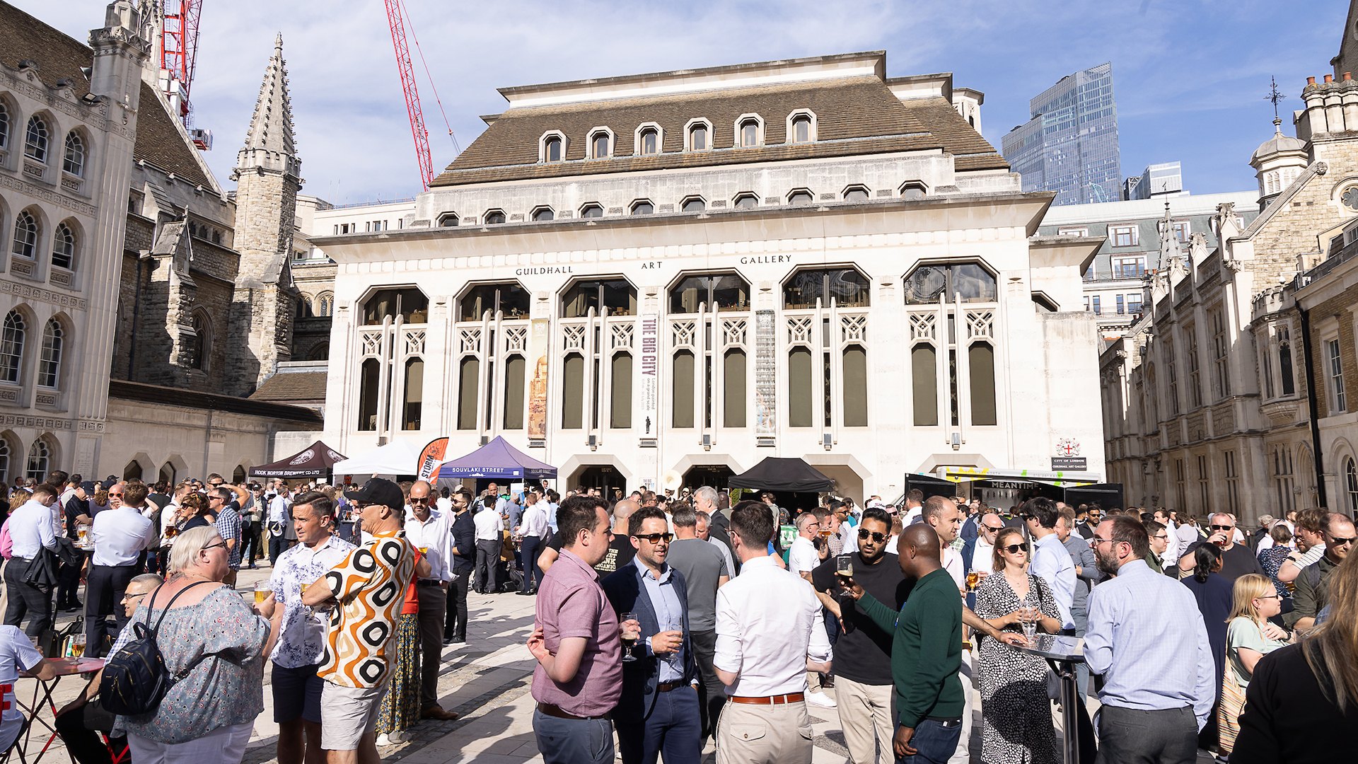 People standing in Guildhall Yard during City Beerfest.