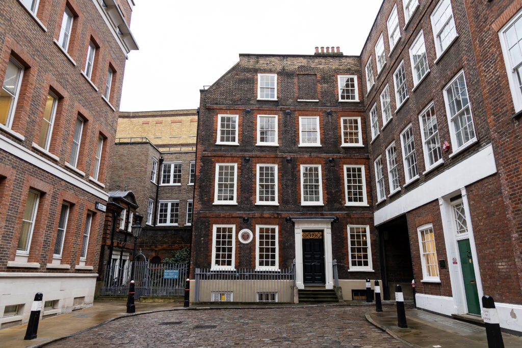 Red brick houses in a Square.