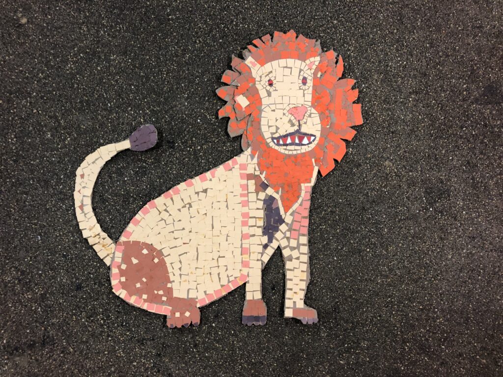 A mosaic of a lion.